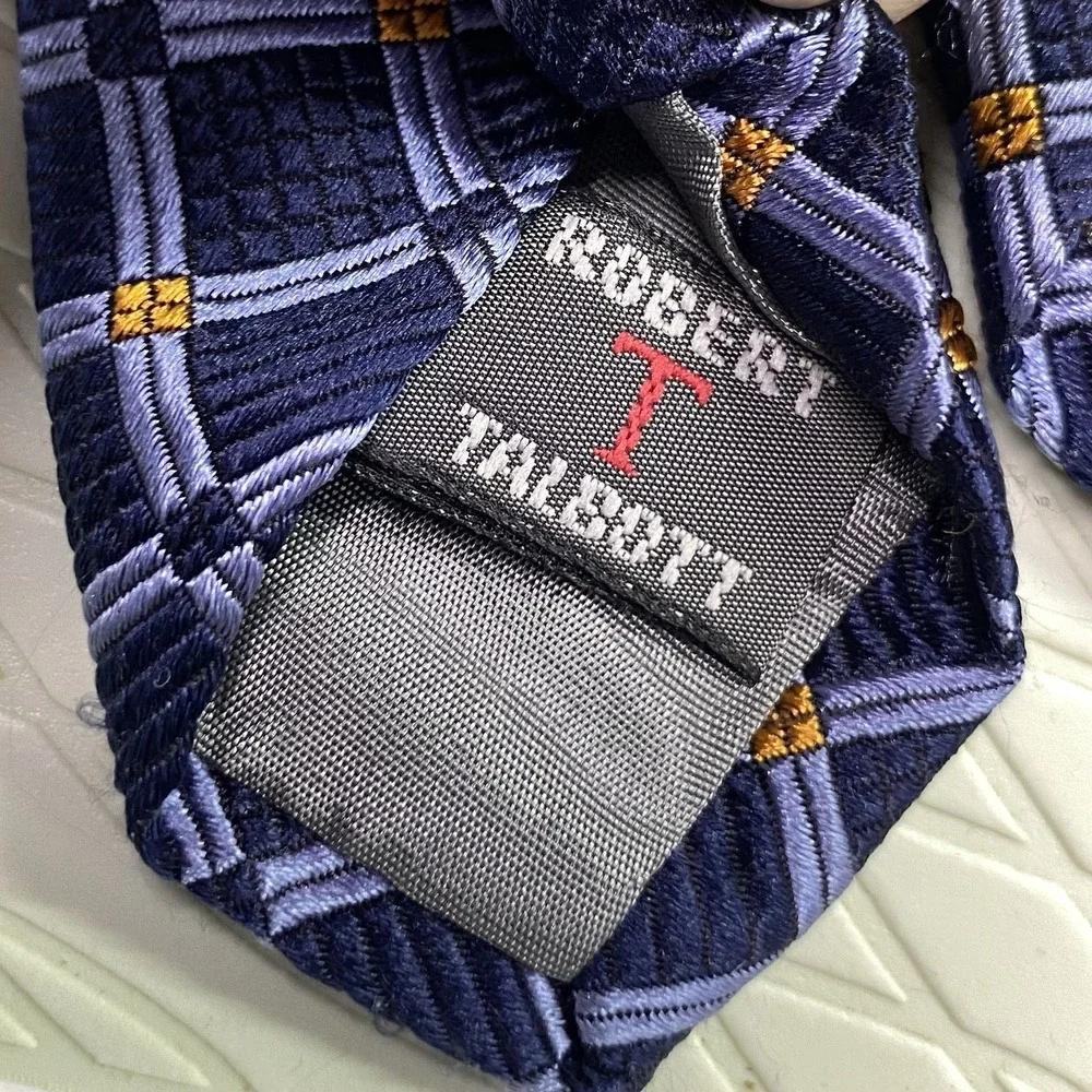 ROBERT TALBOTT Men's Tie NORDSTROM‎ 100% Silk Handmade Blue&Orange